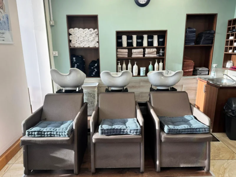 hair washing seats at a salon